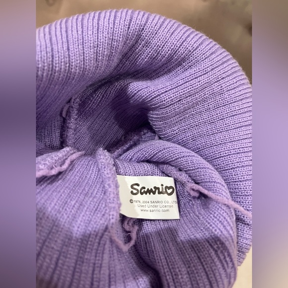 HELLO KITTY Beanie Hat Snow Lilac Embroidered Knit Toque Sanrio Apres Ski Girl - Picture 7 of 9